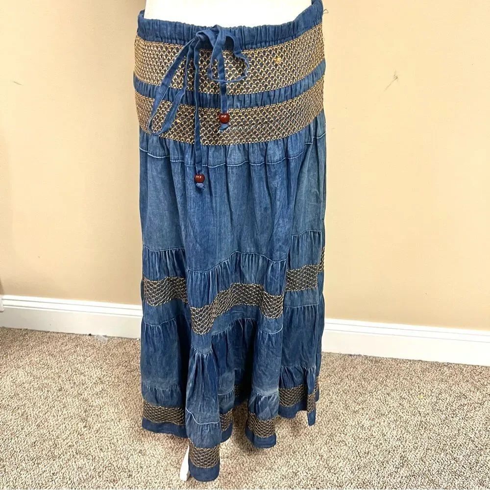 Gunit cotton maxi prairie skirt size M